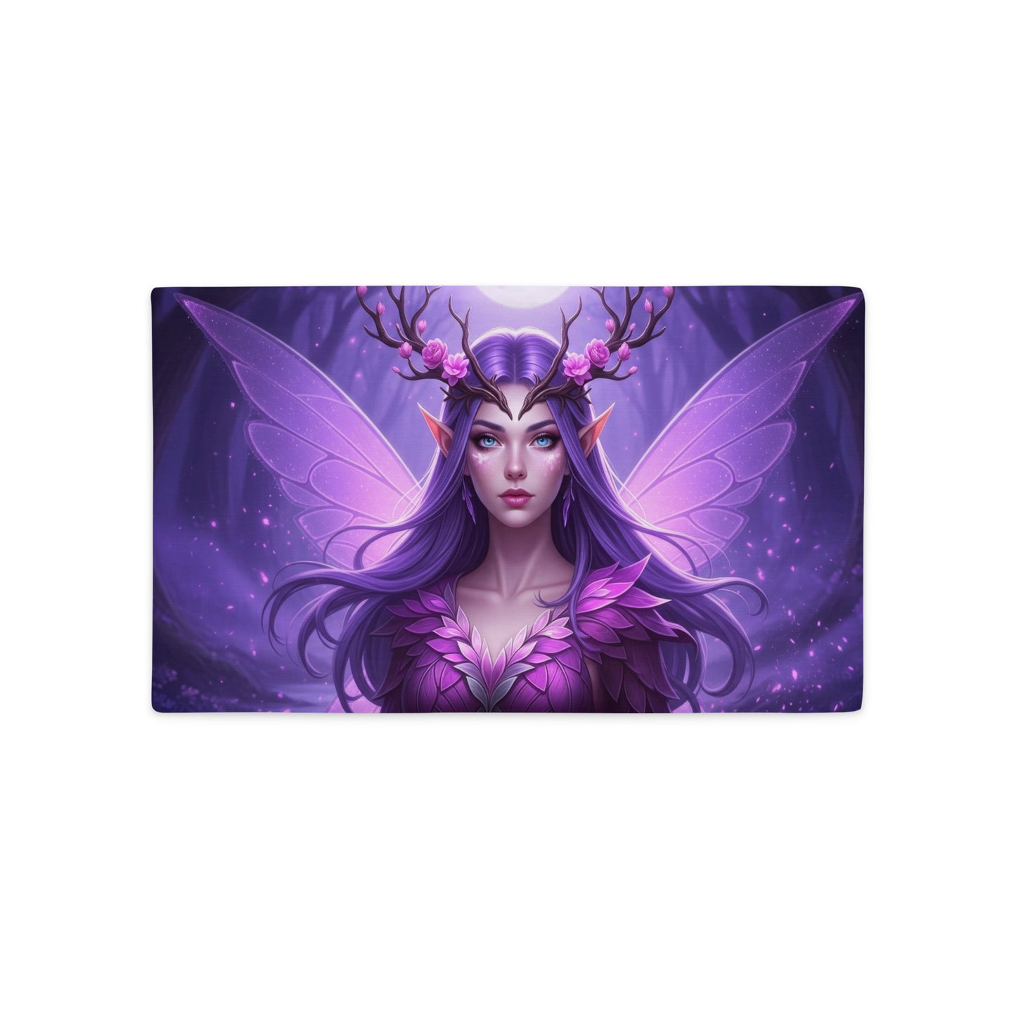 Moonlit Amethyst Fairy Pillow Cover | Purple Nymph Wing Decor | Fantasy Cushion Case