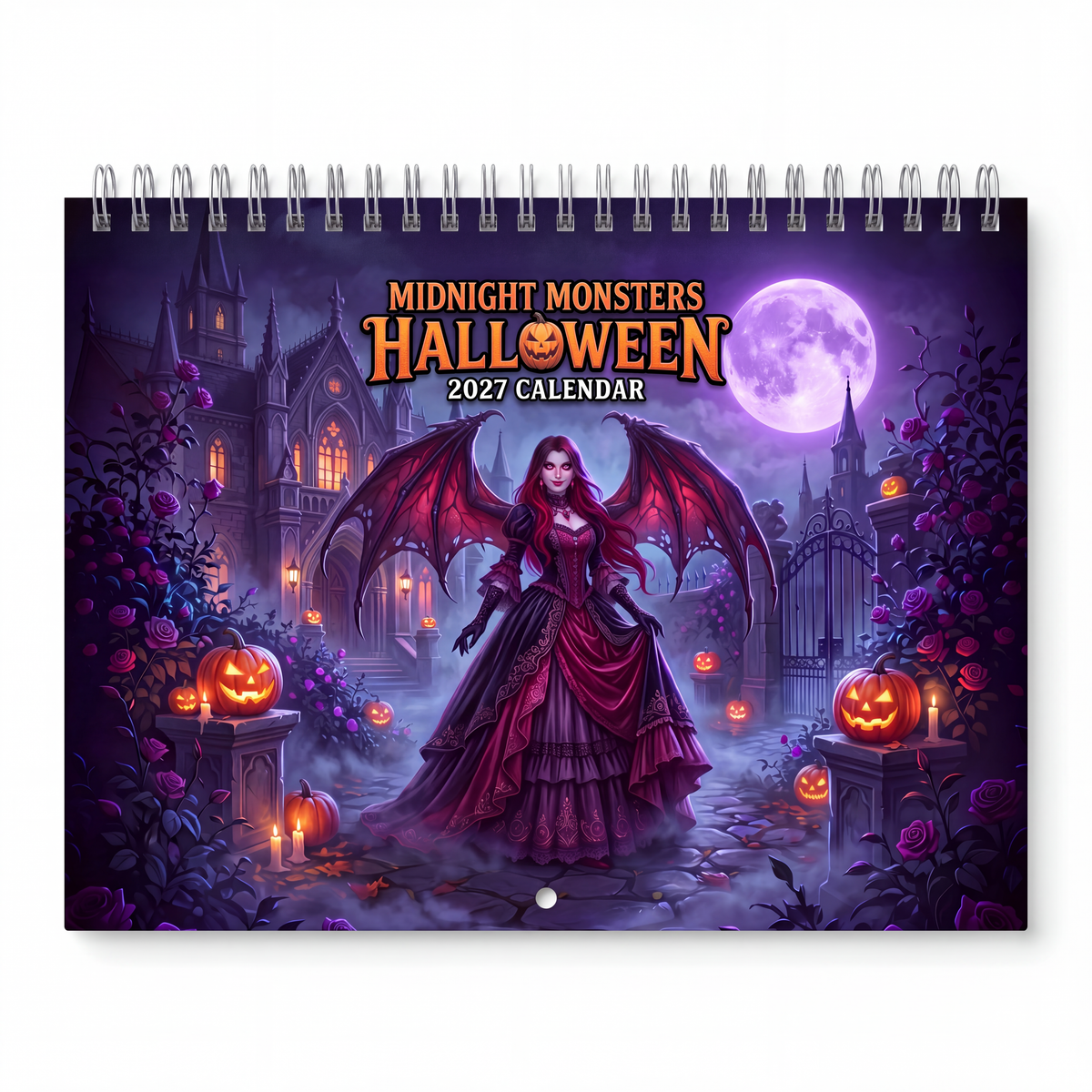 Midnight Monsters Halloween 2027 Wall Calendar – Gothic Fantasy Vampire, Witch, Werewolf & Spooky Monster Art