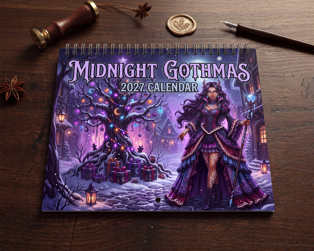 Midnight Gothmas 2027 Calendar – Gothic Christmas Fantasy Wall Calendar with Vampires, Dark Elves, Krampus & Winter Magic