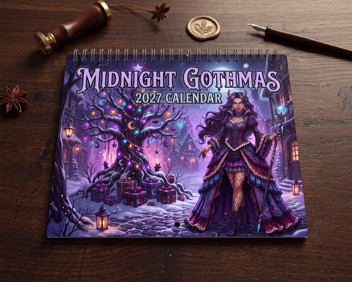 Midnight Gothmas 2027 Calendar – Gothic Christmas Fantasy Wall Calendar with Vampires, Dark Elves, Krampus & Winter Magic
