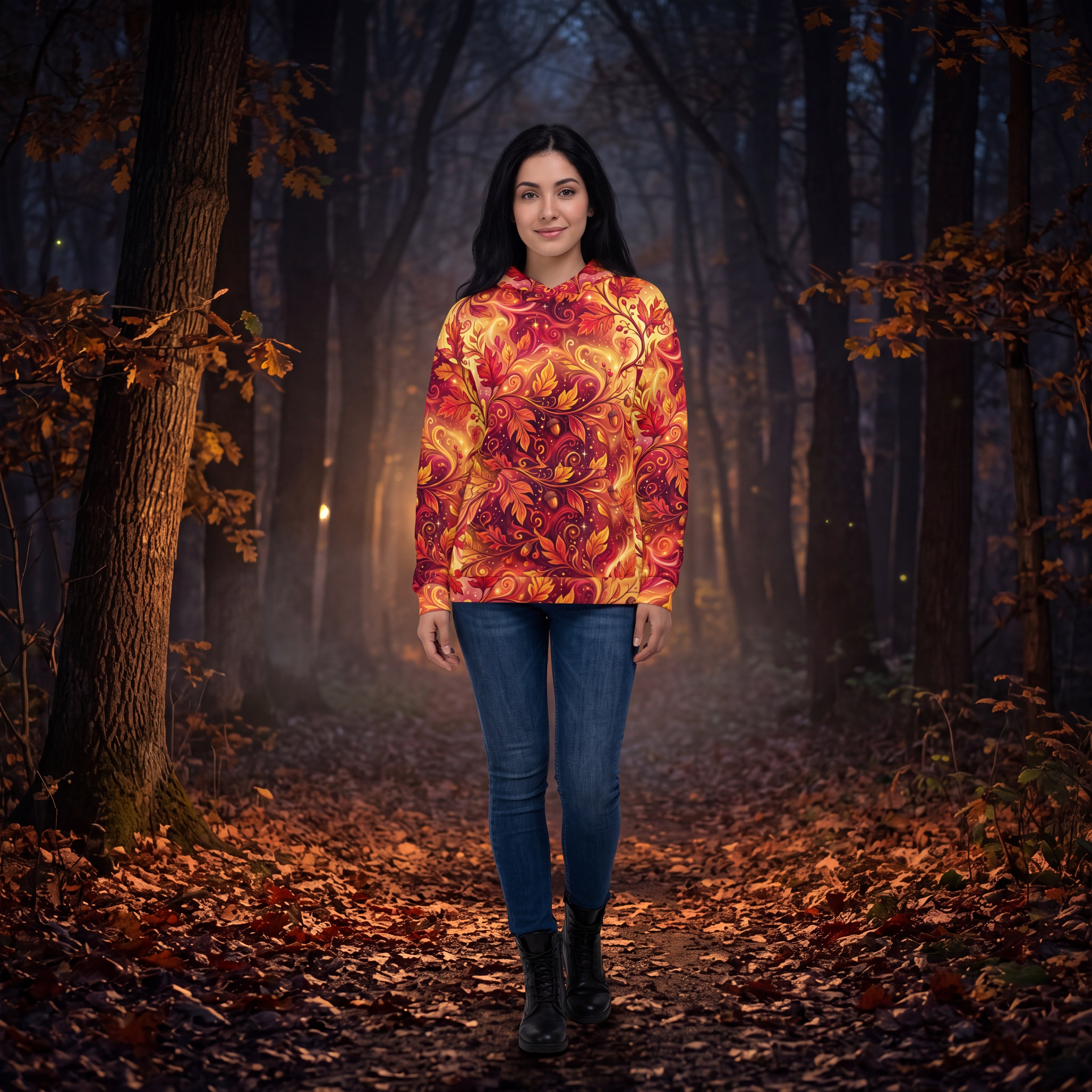 Autumn Leaves Hoodie – Enchanted Fall Foliage Unisex Pullover