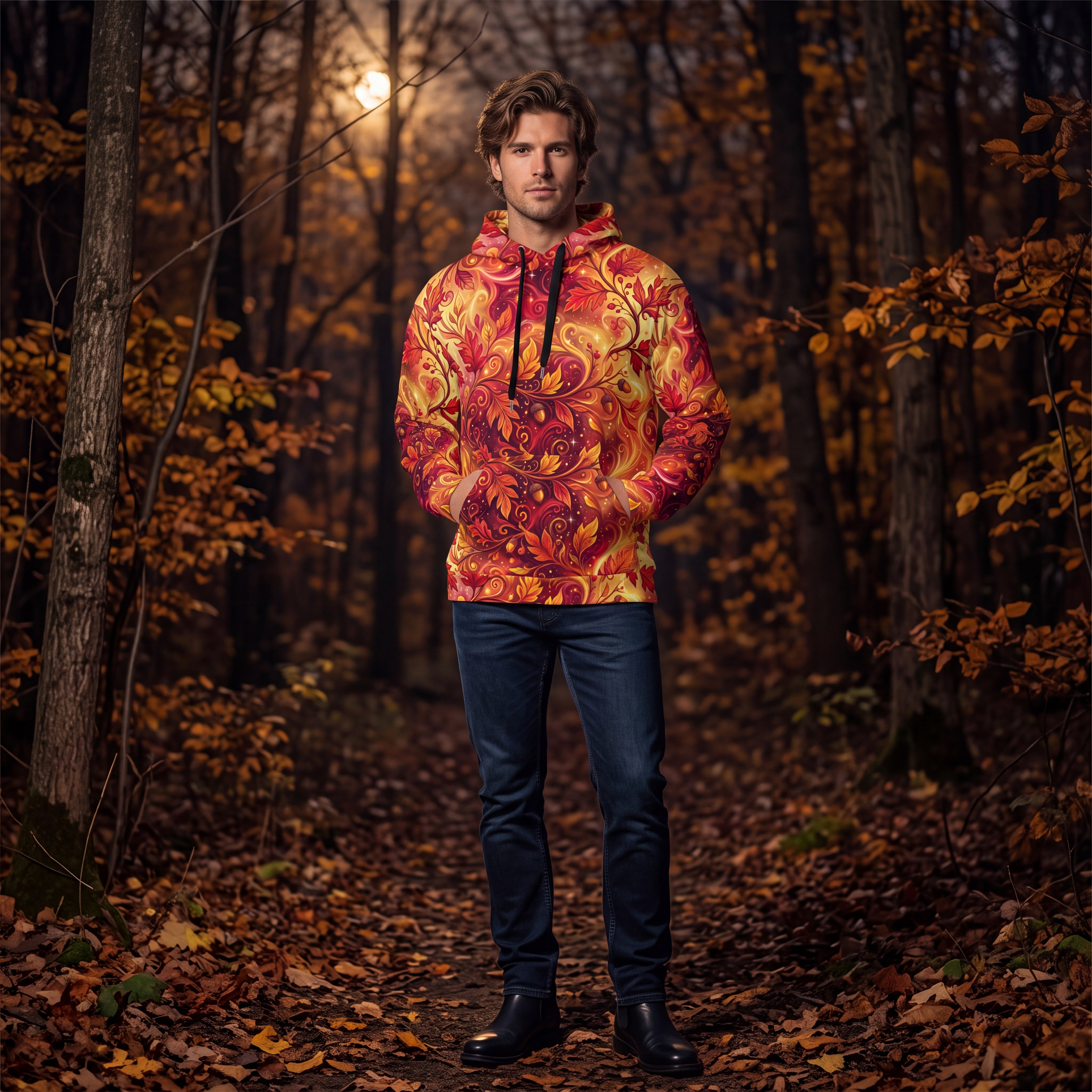 Autumn Leaves Hoodie – Enchanted Fall Foliage Unisex Pullover