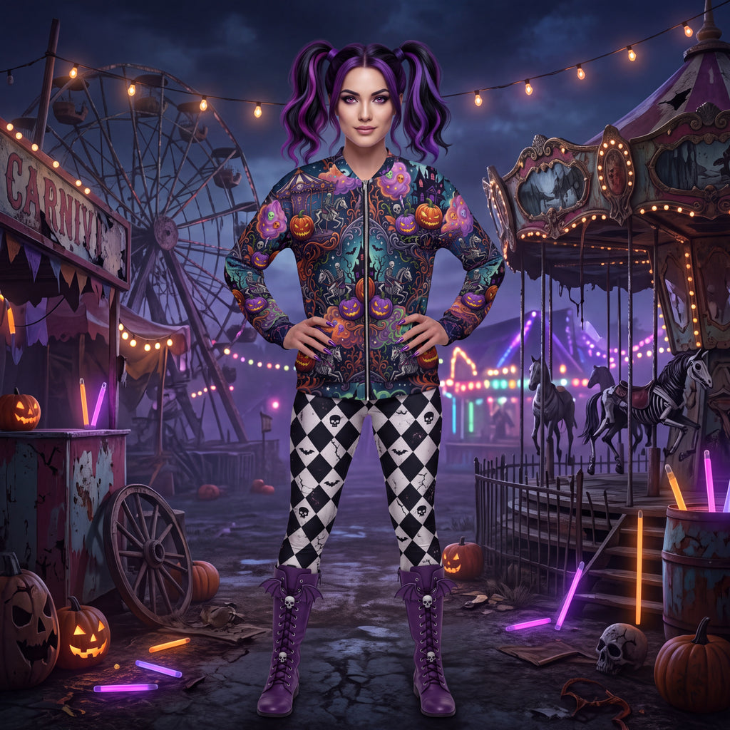 Spooky Carnival Bomber Jacket | Halloween Amusement Park Coat