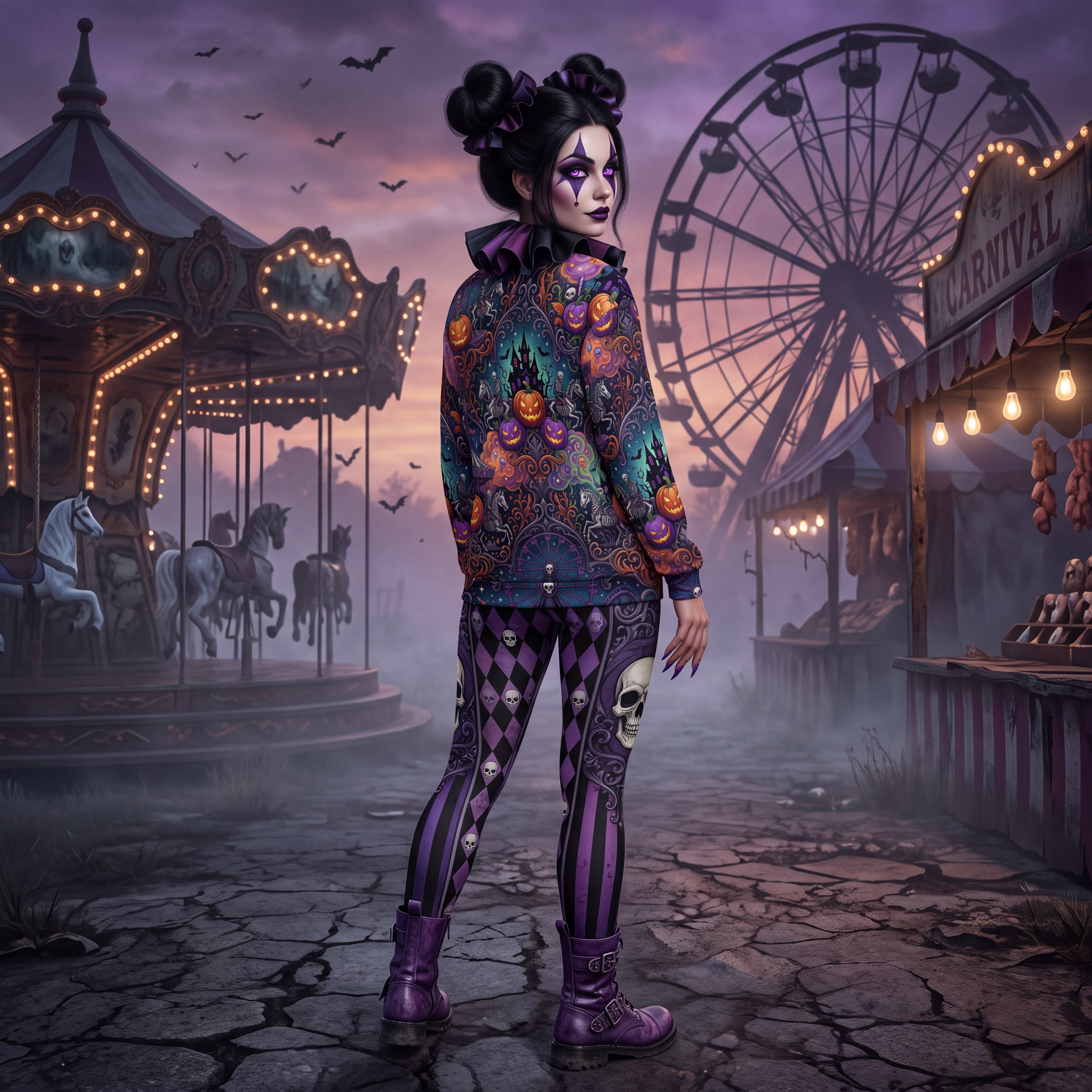 Spooky Carnival Bomber Jacket | Halloween Amusement Park Coat