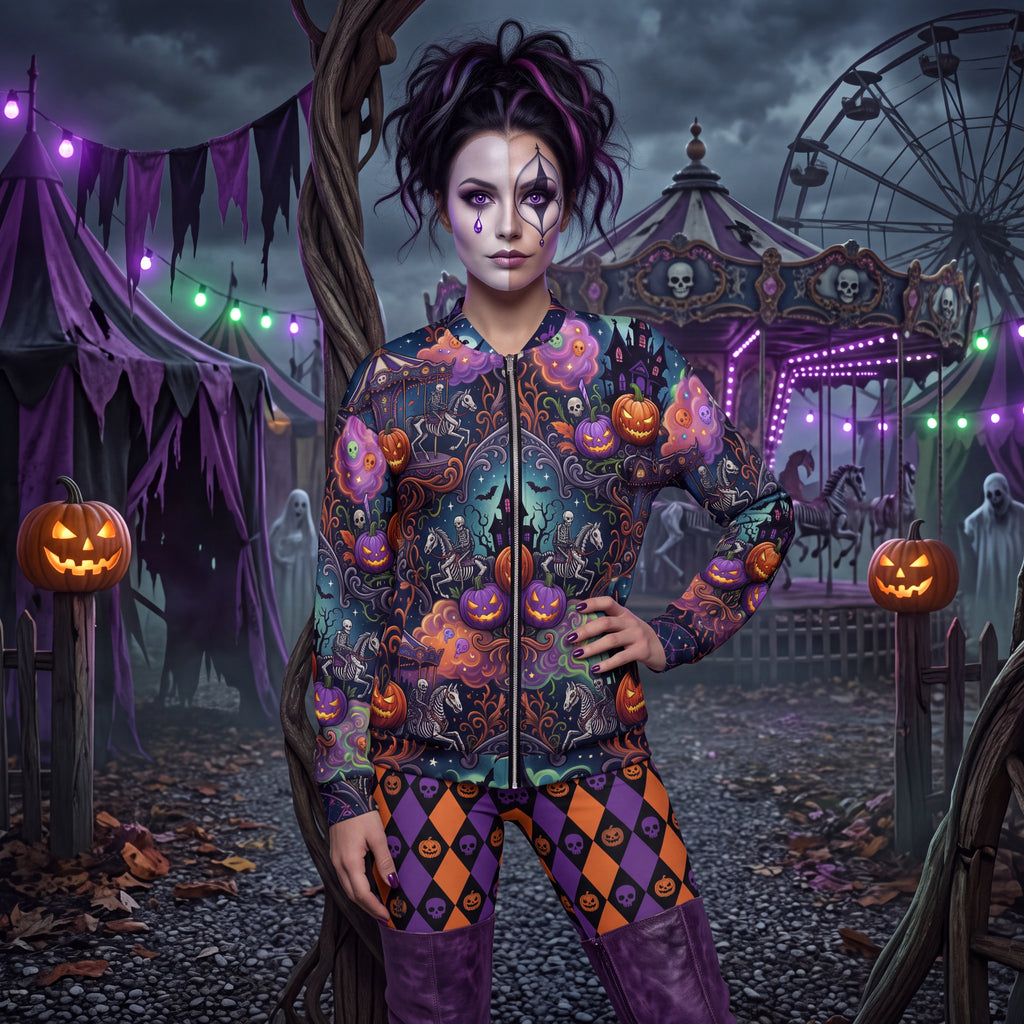 Spooky Carnival Bomber Jacket | Halloween Amusement Park Coat