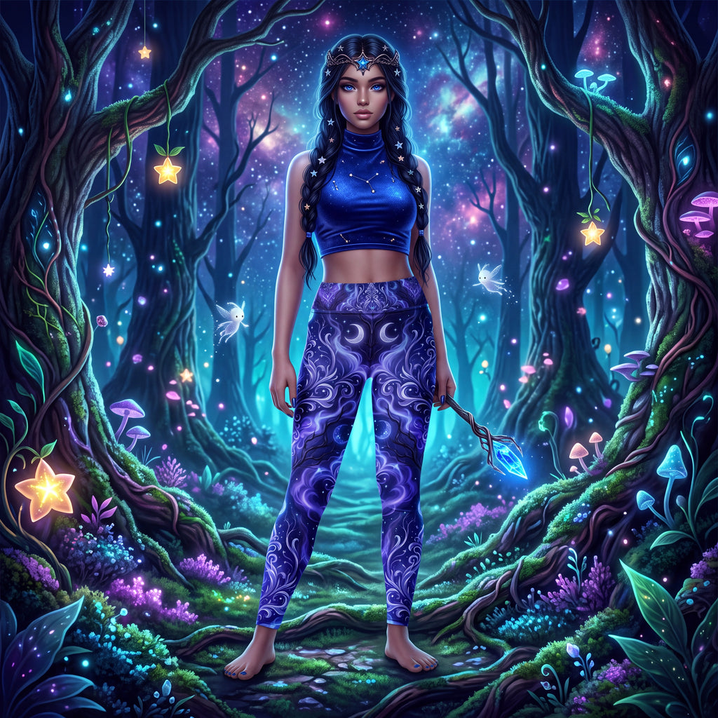 Celestial Moon Leggings | Purple Gothic Yoga Pants