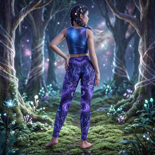 Celestial Moon Leggings | Purple Gothic Yoga Pants