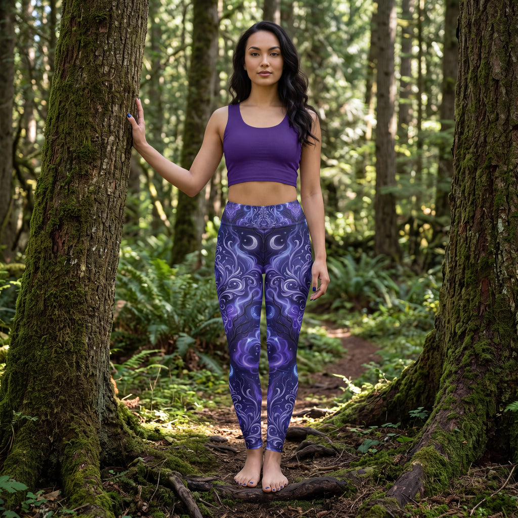 Celestial Moon Leggings | Purple Gothic Yoga Pants