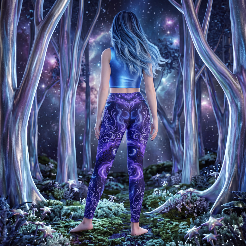 Celestial Moon Leggings | Purple Gothic Yoga Pants
