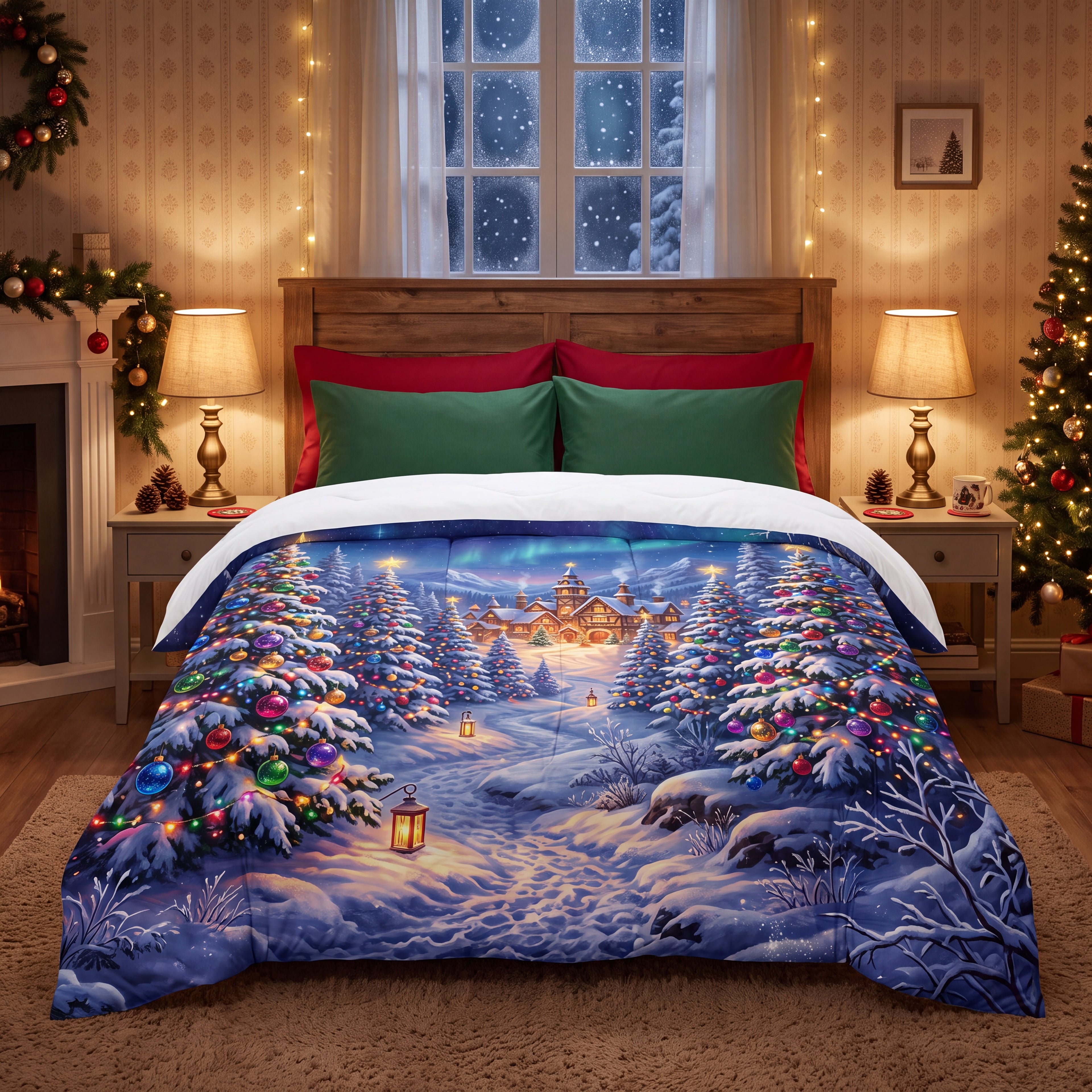 Christmas Forest Comforter | Snowy Holiday Village Bedding