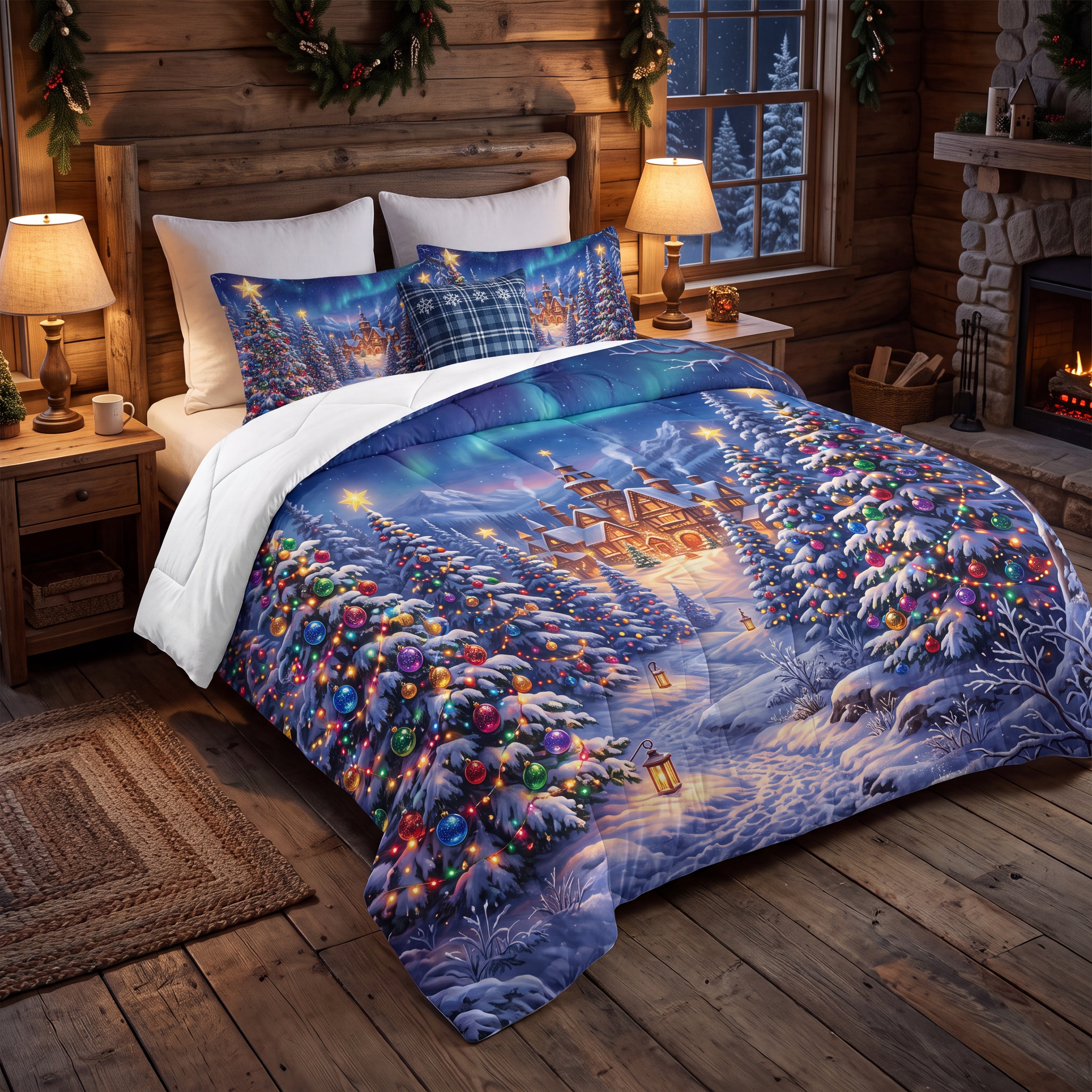 Christmas Forest Comforter | Snowy Holiday Village Bedding