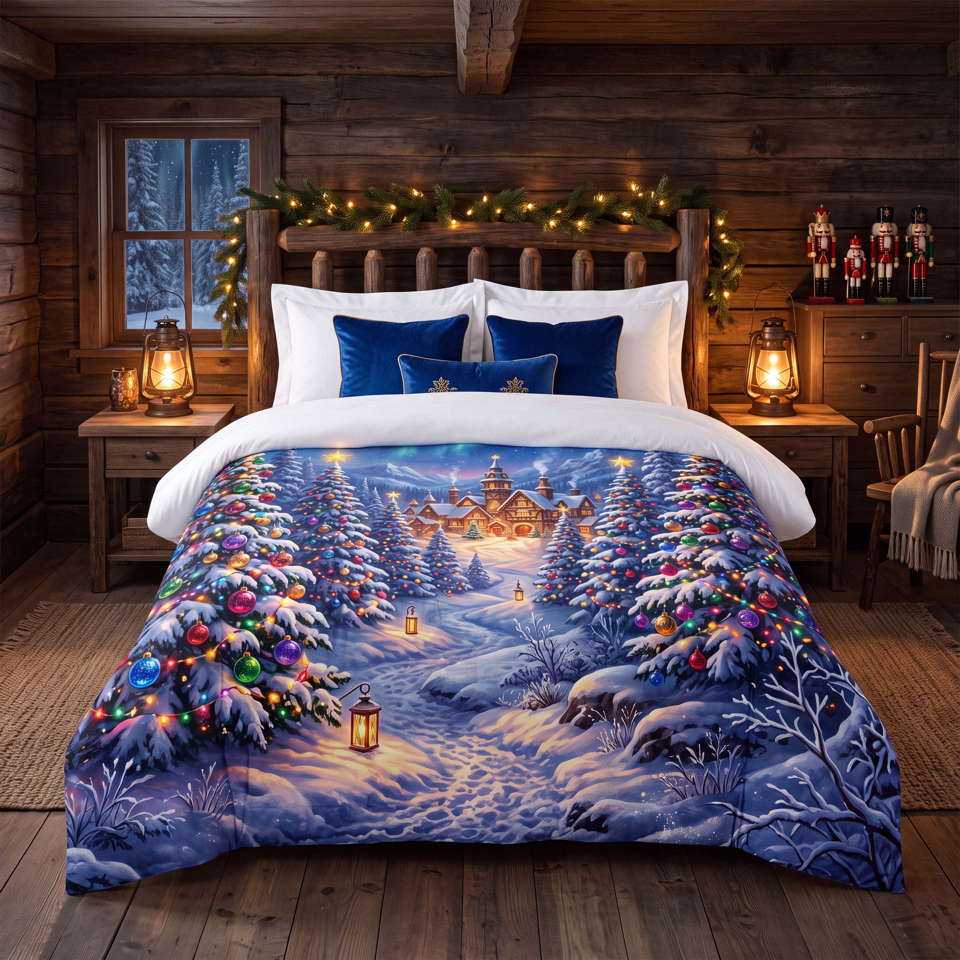 Christmas Forest Comforter | Snowy Holiday Village Bedding