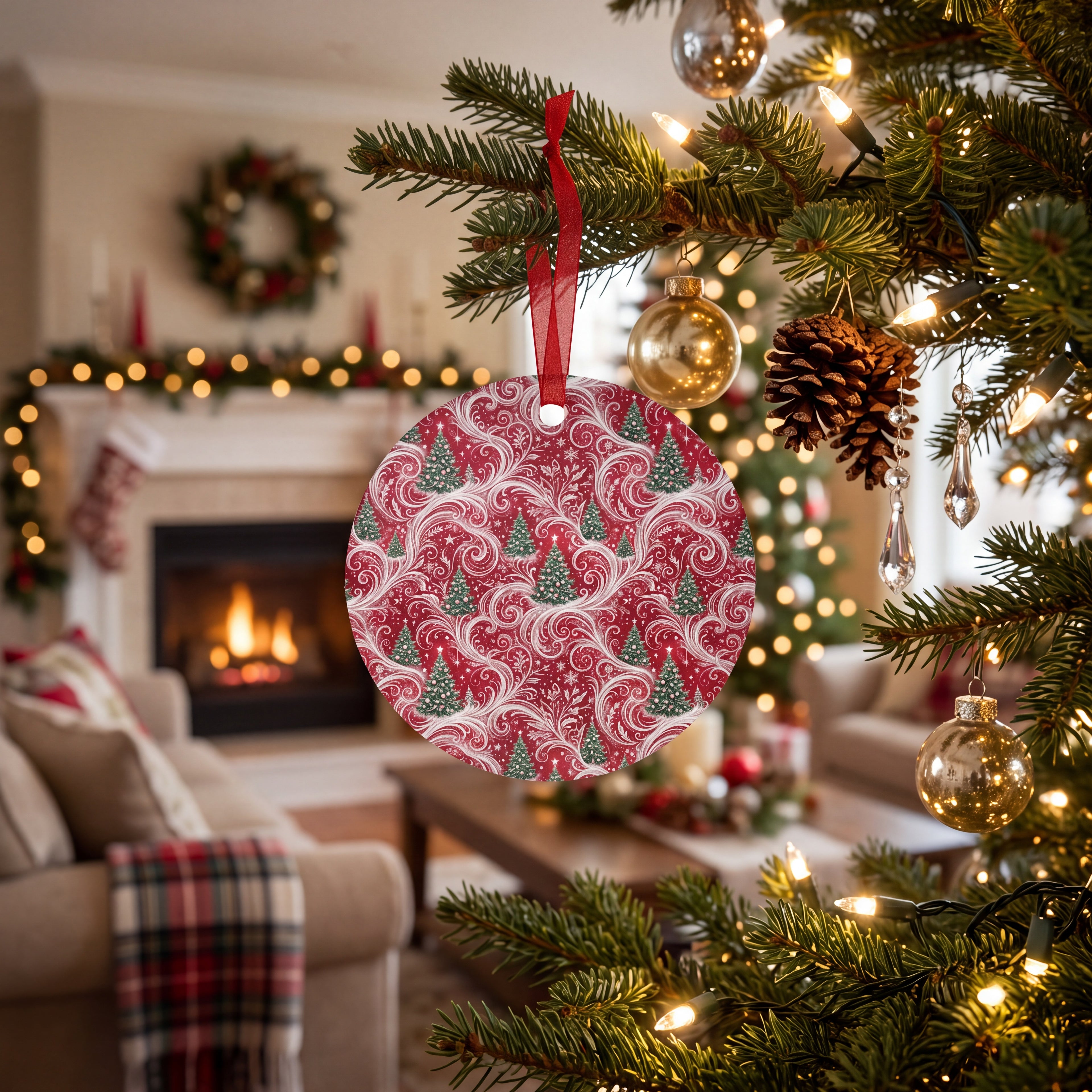 Christmas Tree Ornament – Double-Sided Aluminum Decoration | 4 Shapes