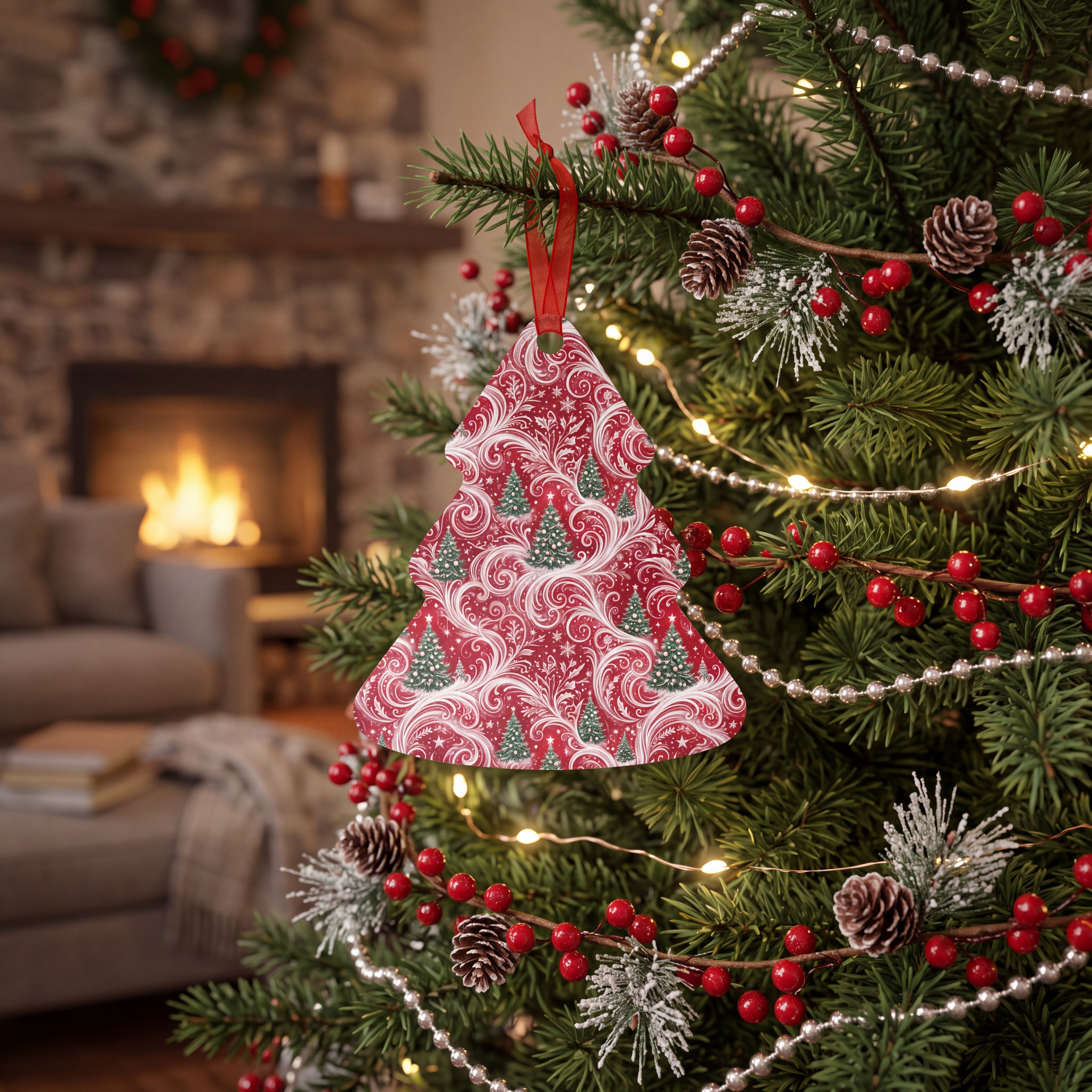 Christmas Tree Ornament – Double-Sided Aluminum Decoration | 4 Shapes