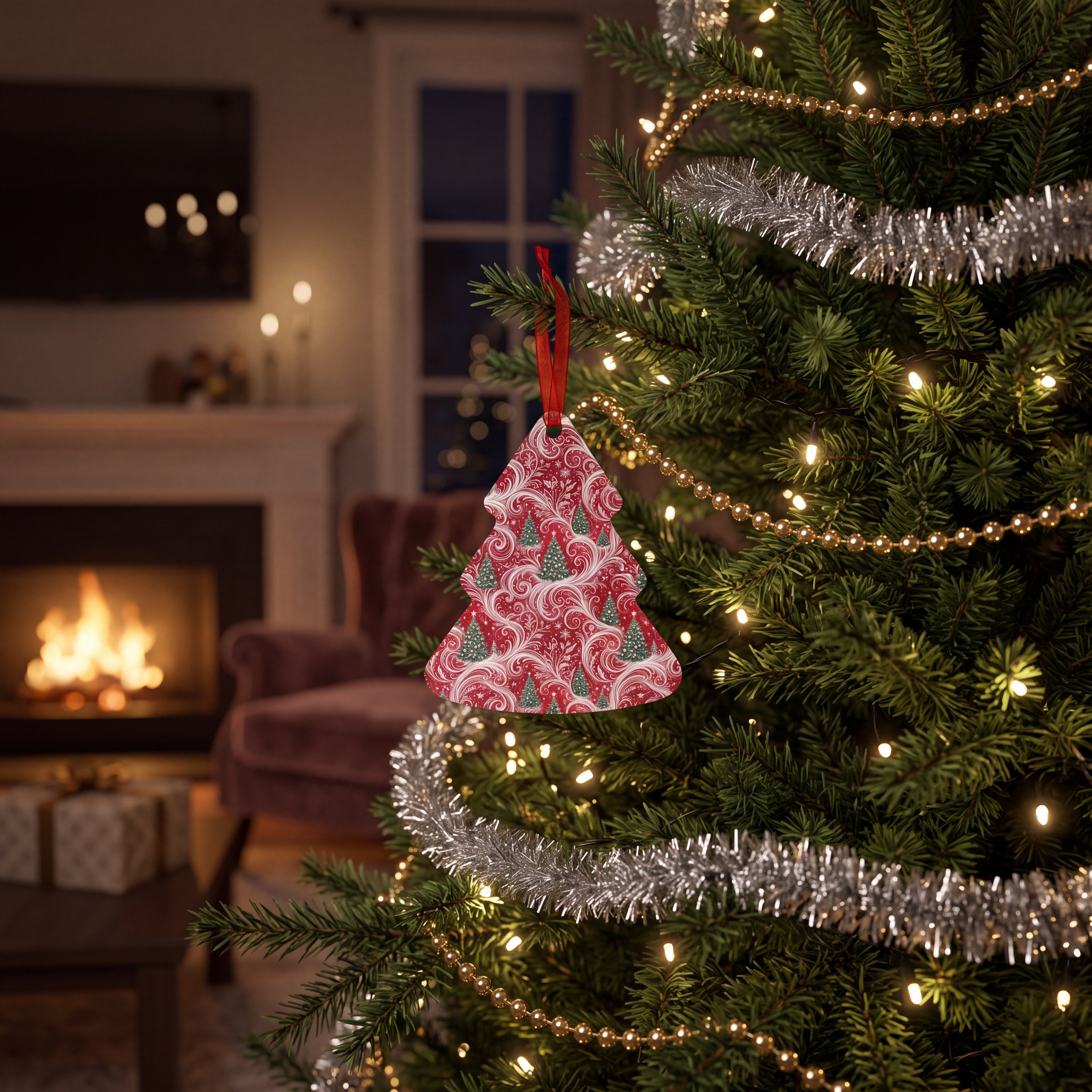 Christmas Tree Ornament – Double-Sided Aluminum Decoration | 4 Shapes