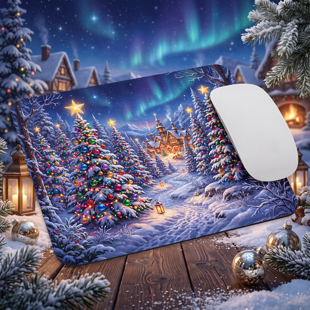 Christmas Village Mouse Pad – Winter Wonderland Holiday Desk Decor