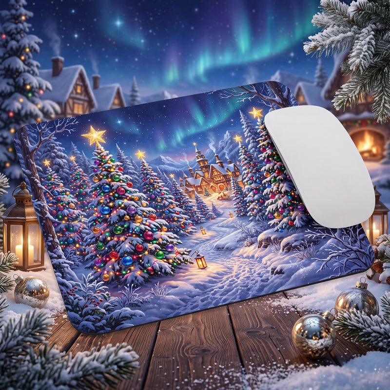 Christmas Village Mouse Pad - Winter Desk Decor