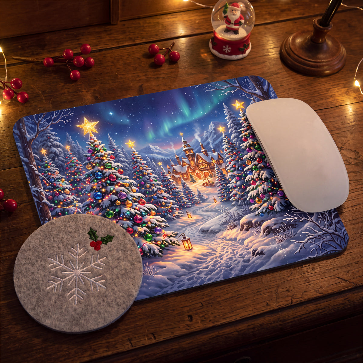 Christmas Village Mouse Pad – Winter Wonderland Holiday Desk Decor