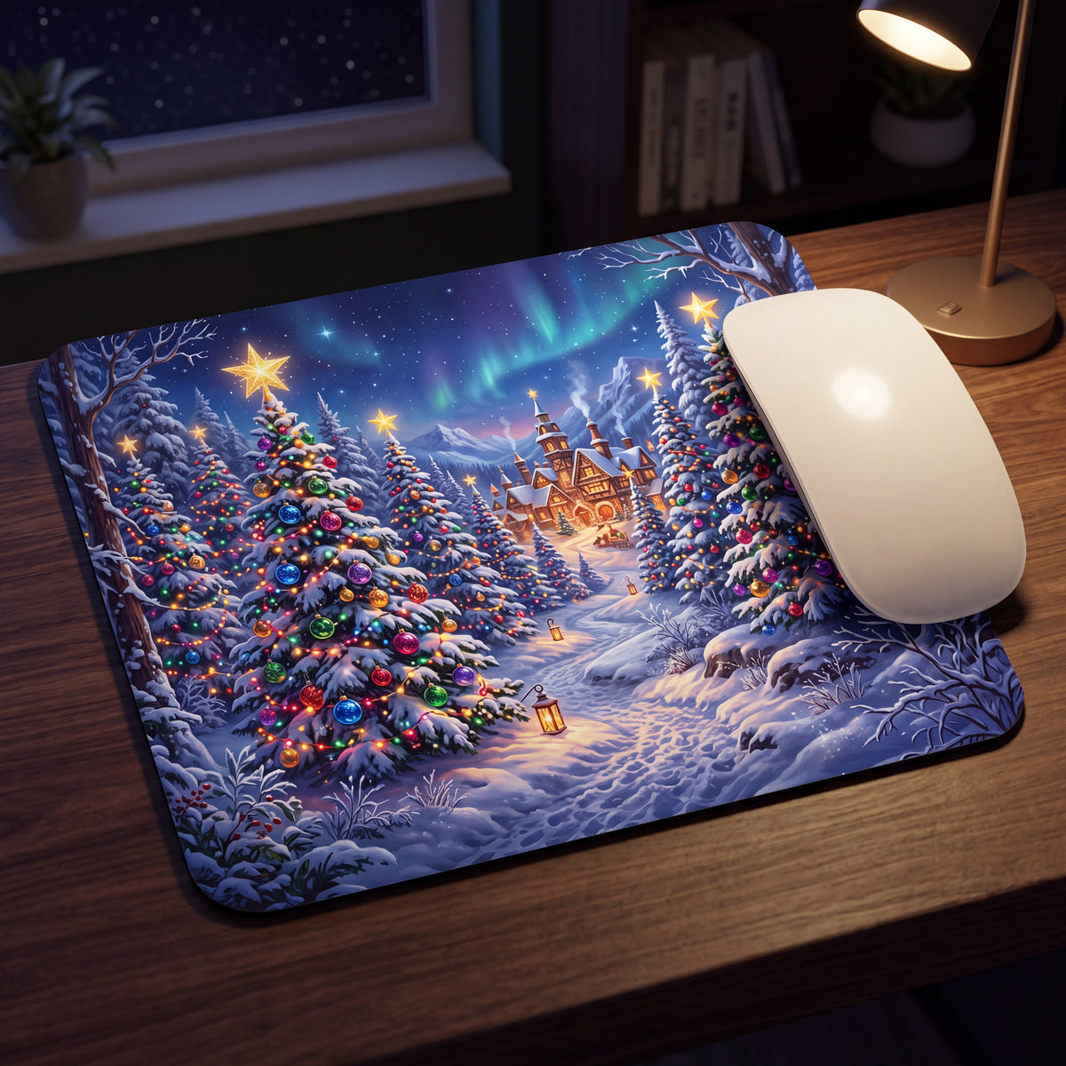 Christmas Village Mouse Pad – Winter Wonderland Holiday Desk Decor