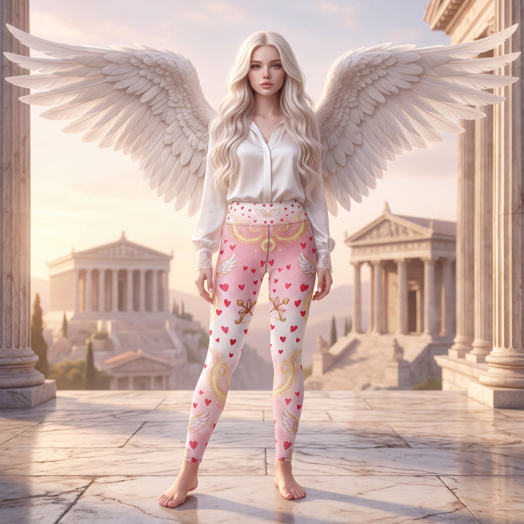 Cupid Heart Leggings – Pink Valentine Angel Wings & Hearts