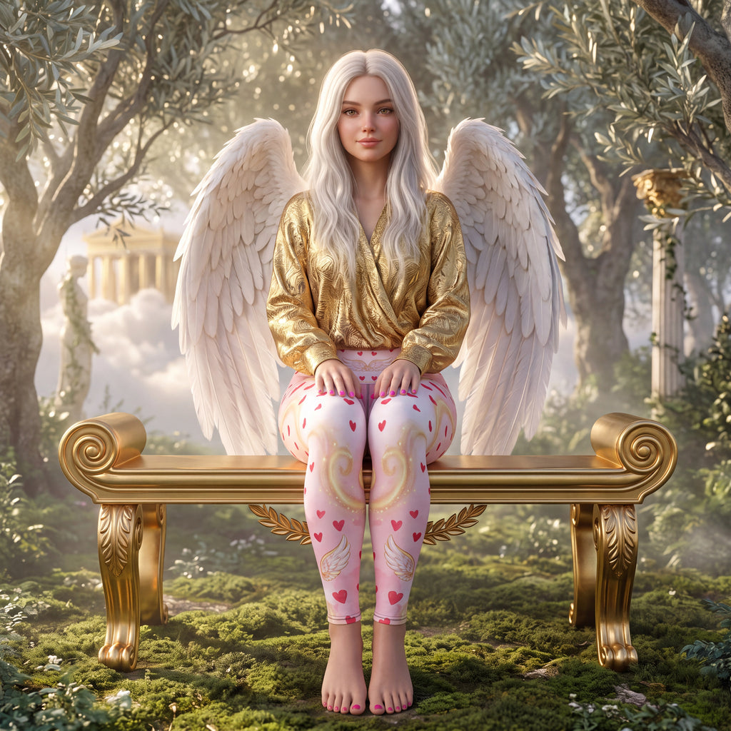 Cupid Heart Leggings – Pink Valentine Angel Wings & Hearts