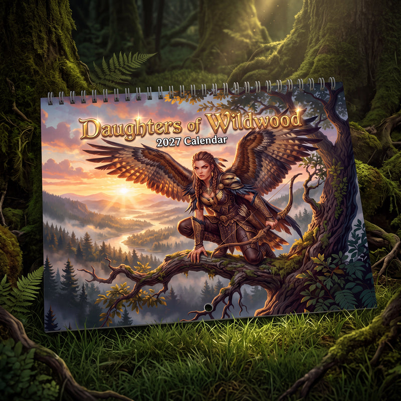 Daughters of Wildwood 2027 Wall Calendar – Fantasy Creature Women & Dark Forest Art