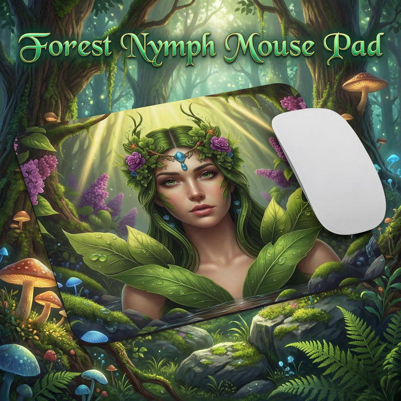 Enchanted Forest Nymph Mouse Pad | Fairy Cottagecore Desk Aesthetic | Nature Lover Gift