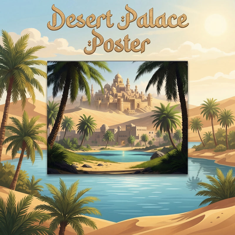 Arabian Oasis City Poster | Desert Palace Matte Wall Art