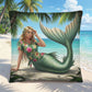 Tropical Mermaid Throw Pillow | Coastal Beach Decor