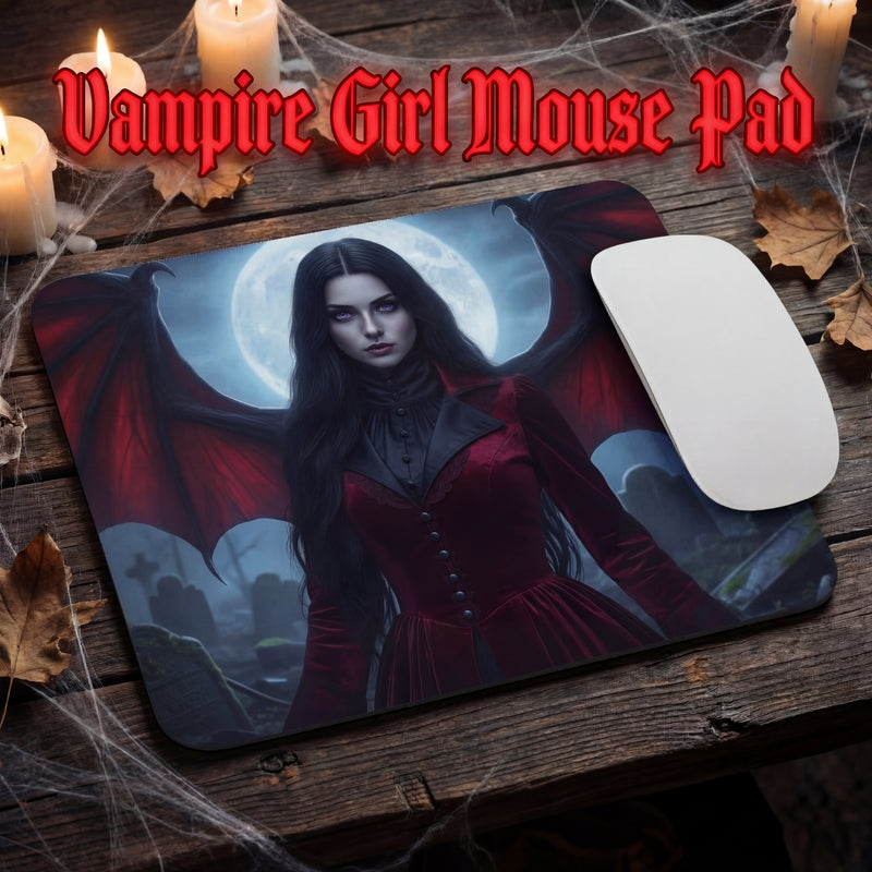 Vampire Girl Mouse Pad – Spooky Desk Decor