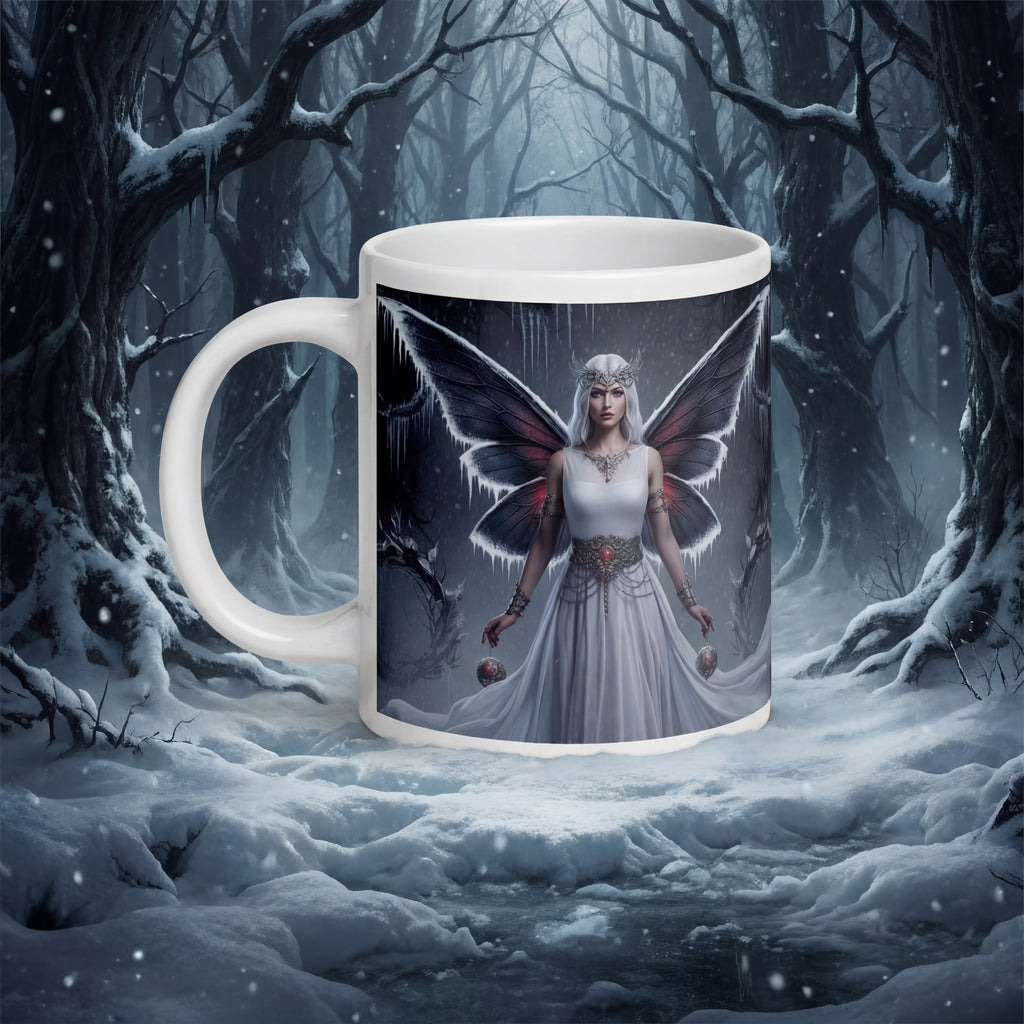 Gotische Winter-Feen-Keramiktasse | Dunkle Fantasy-Kaffeetasse | Gothmas Fairycore Deko