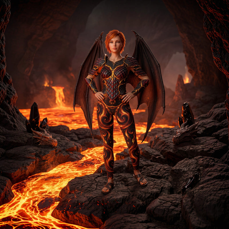 CUT-SEW Dragonfire Yoga Leggings | Fire Magic | High-Waisted Fantasy Activewear