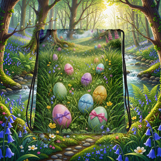 Easter Egg Drawstring Bag | Pastel Spring Gym Sack Backpack