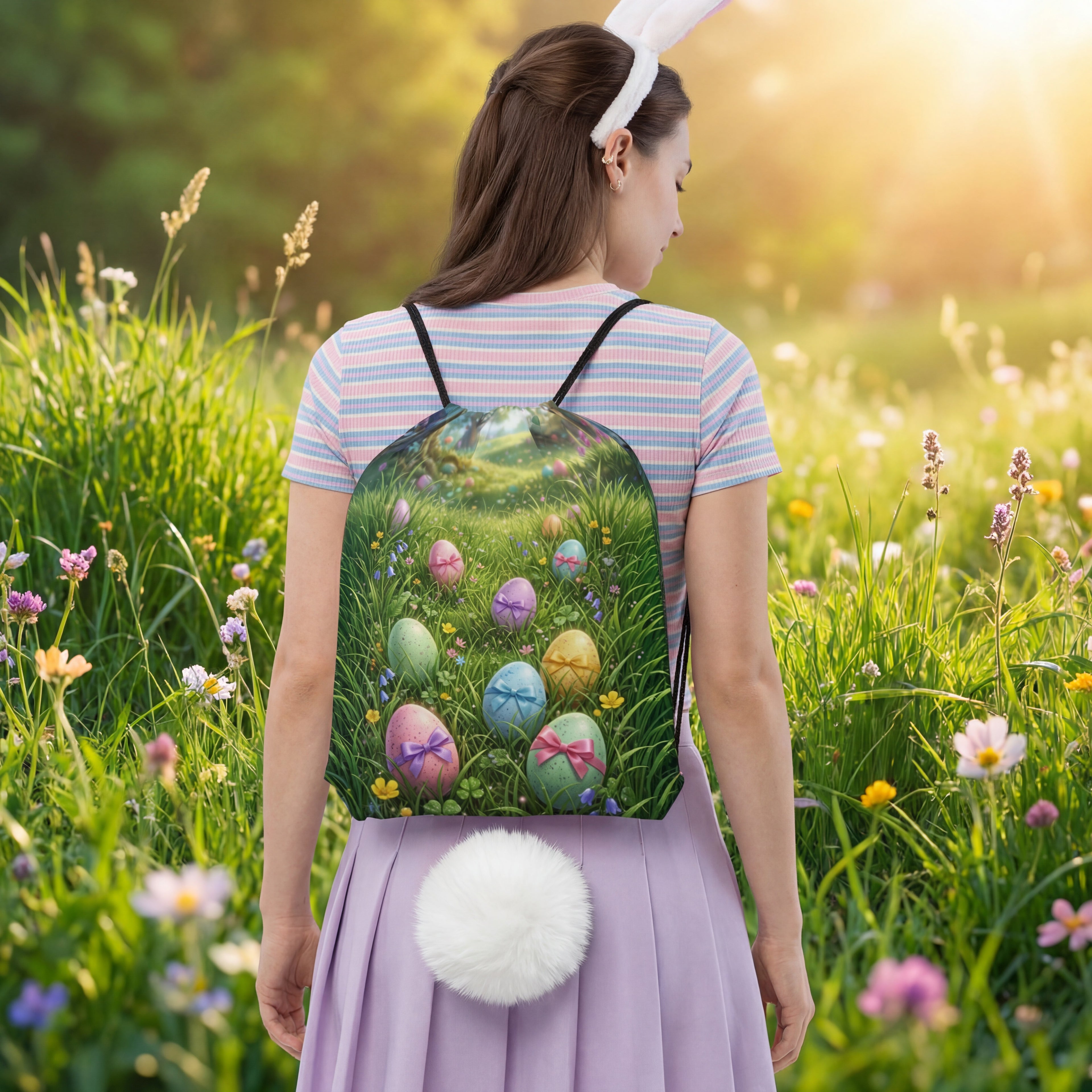 Oster-Beutelrucksack | Pastellfarbener Frühlings-Turnbeutel