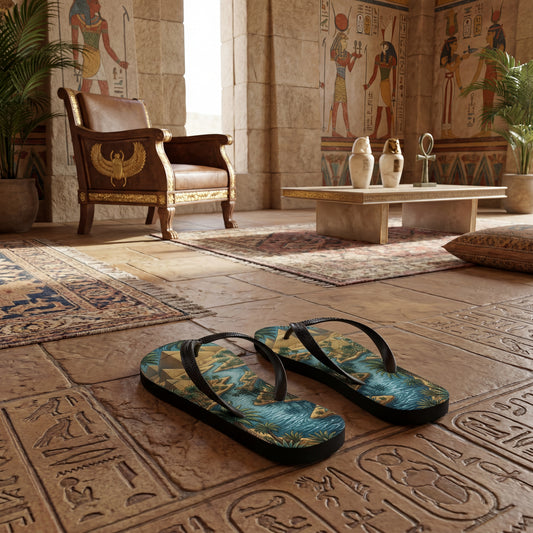 Ancient Egyptian Flip Flops | Pyramid & Nile River Sublimation Sandals