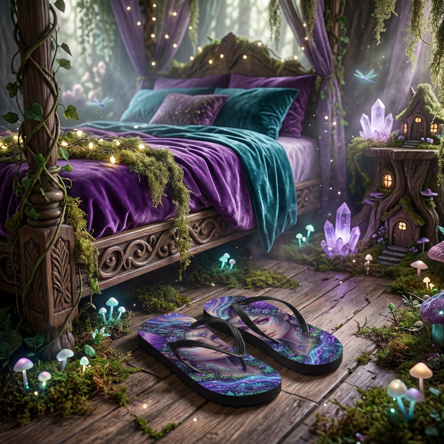 Fairy Flip Flops | Magical Purple Fae Fantasy Sandals