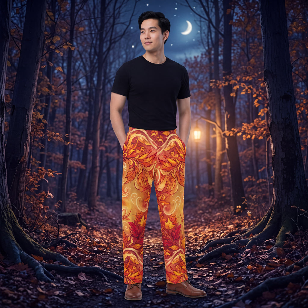 Autumn Leaves Palazzo Pants – Unisex Wide-Leg Pants