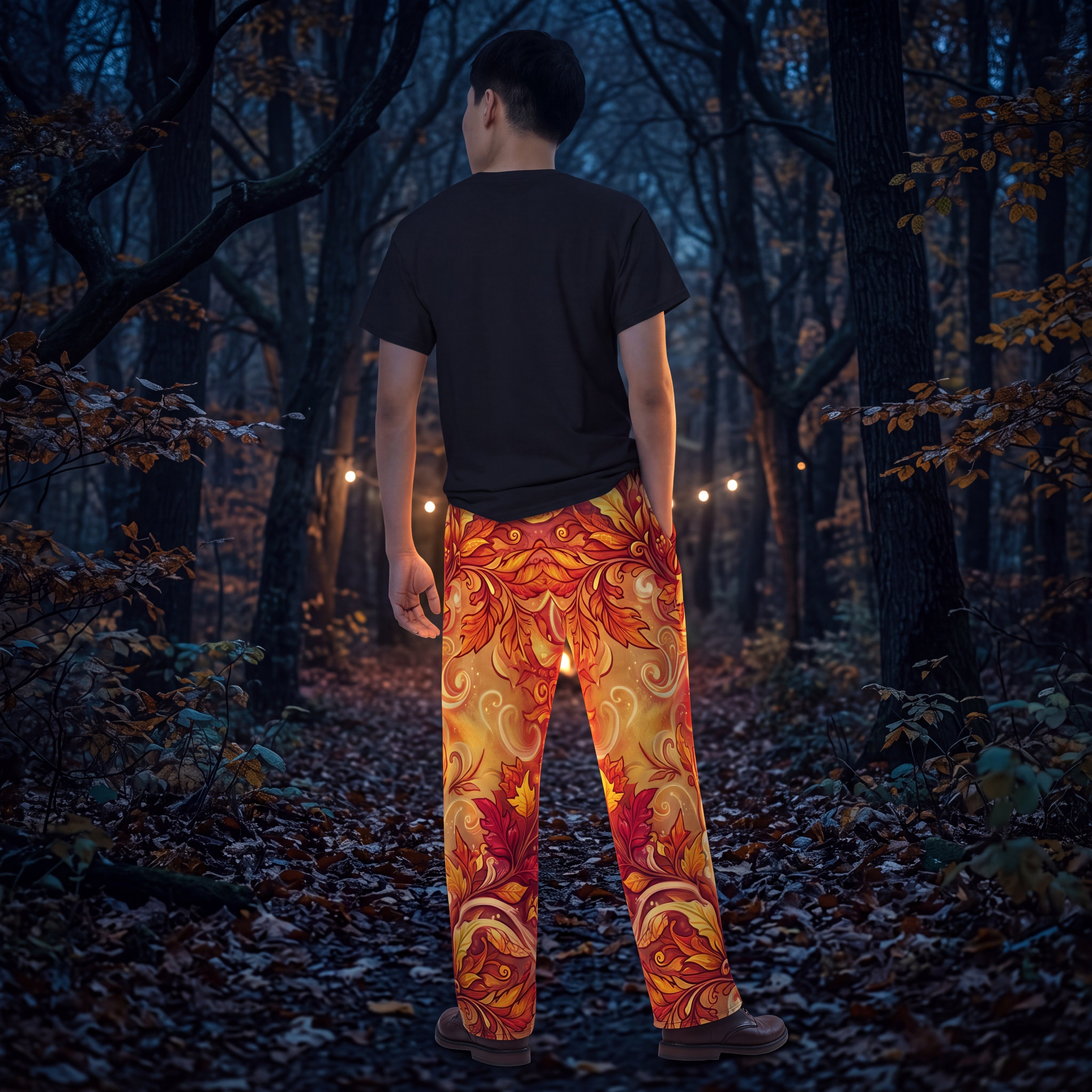 Autumn Leaves Palazzo Pants – Unisex Wide-Leg Pants