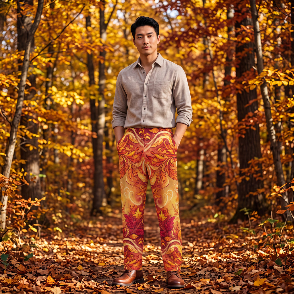 Autumn Leaves Palazzo Pants – Unisex Wide-Leg Pants