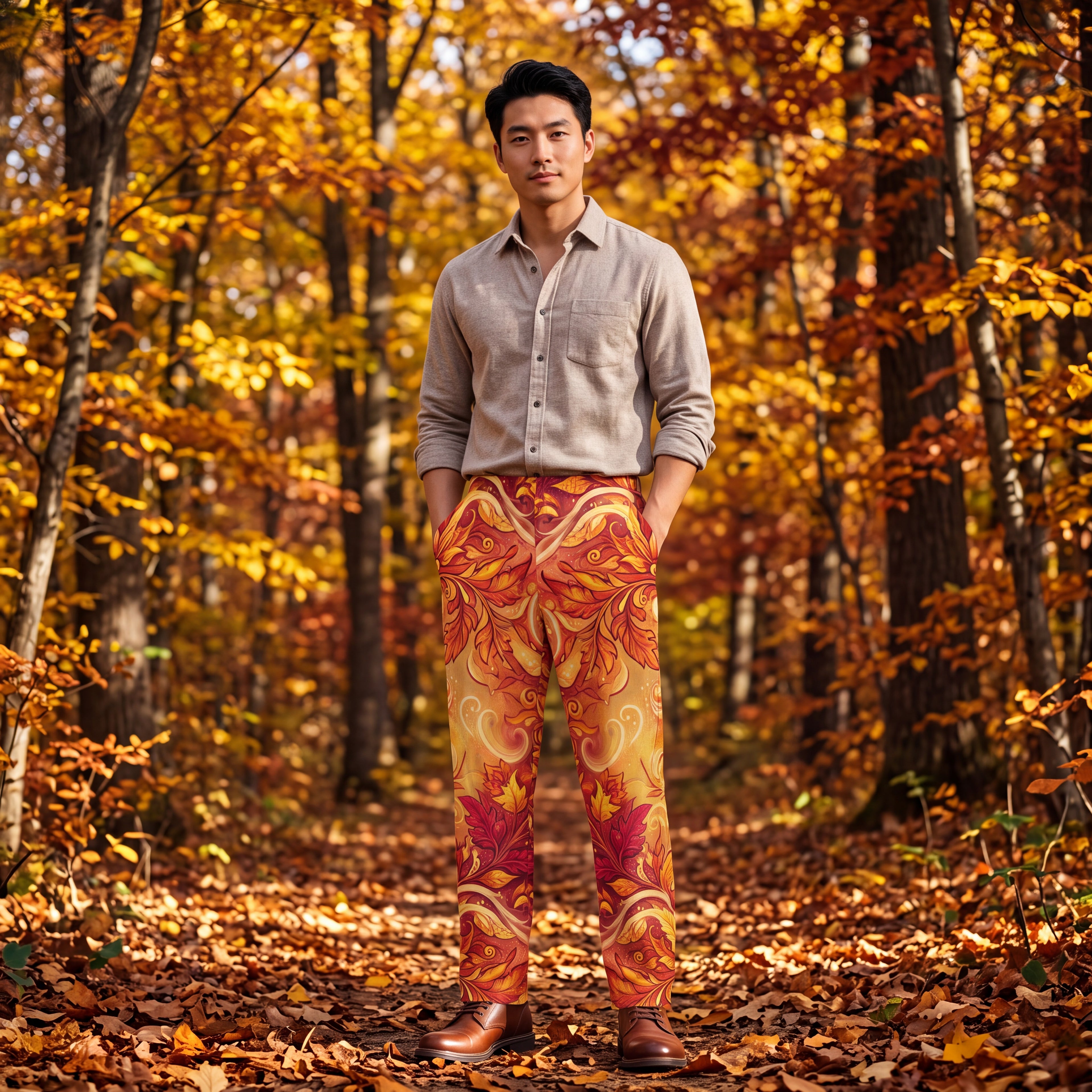 Autumn Leaves Palazzo Pants – Unisex Wide-Leg Pants