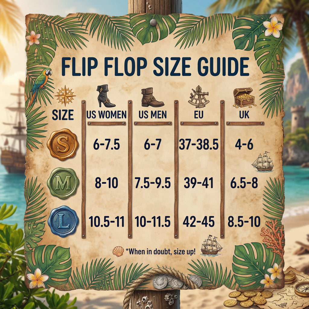 Piraten-Flip-Flops | Schatztruhe & stürmische See | Sublimations-Sandalen