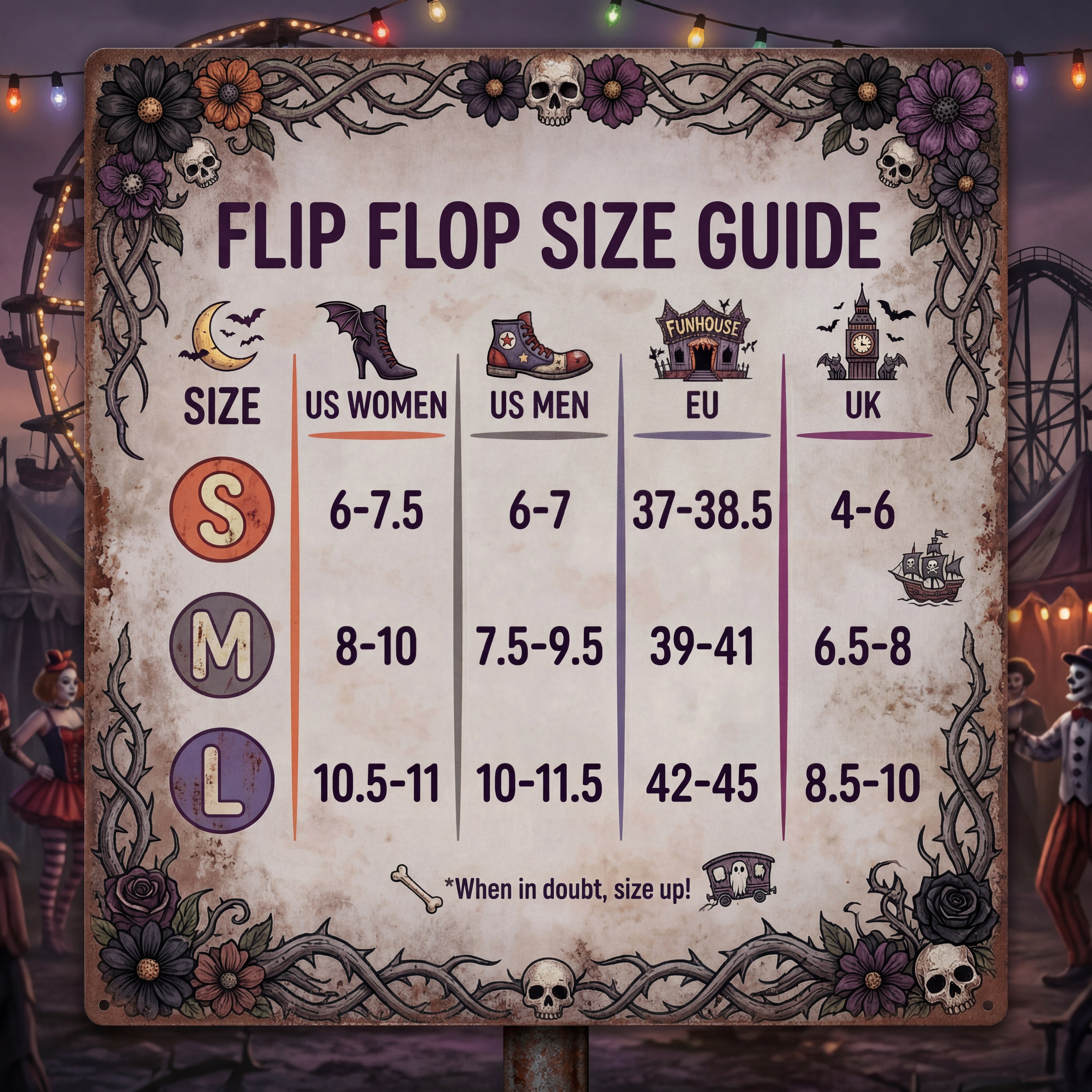 Gruselige Karnevals-Flip-Flops | Halloween Freizeitpark Sandalen
