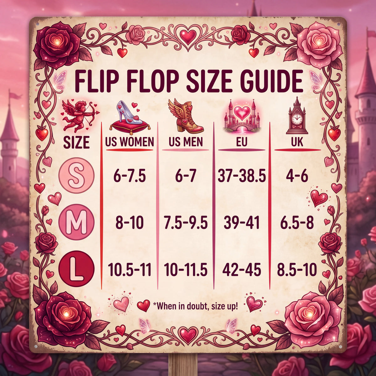 Cupid Girl Flip Flops - Pink Heart Garden Valentine Sandals