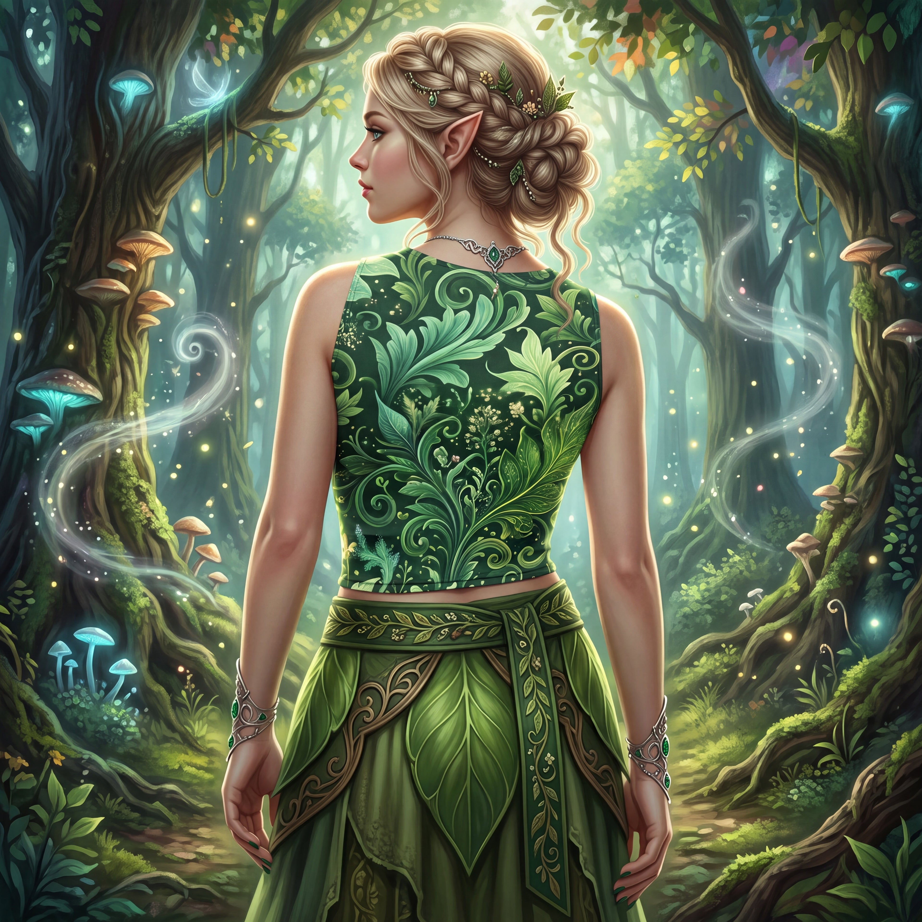 Forest Elf Crop Top | Magical Green Leaves