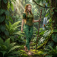 Forest Elf Yoga Leggings | Magical Green Leaves | High-Waisted Activewear