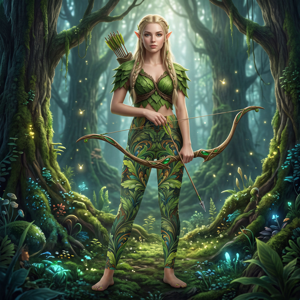 Forest Elf Yoga Leggings | Enchanted Botanical Woodland | High-Waisted Activewear