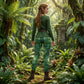 Forest Elf Yoga Leggings | Magical Green Leaves | High-Waisted Activewear
