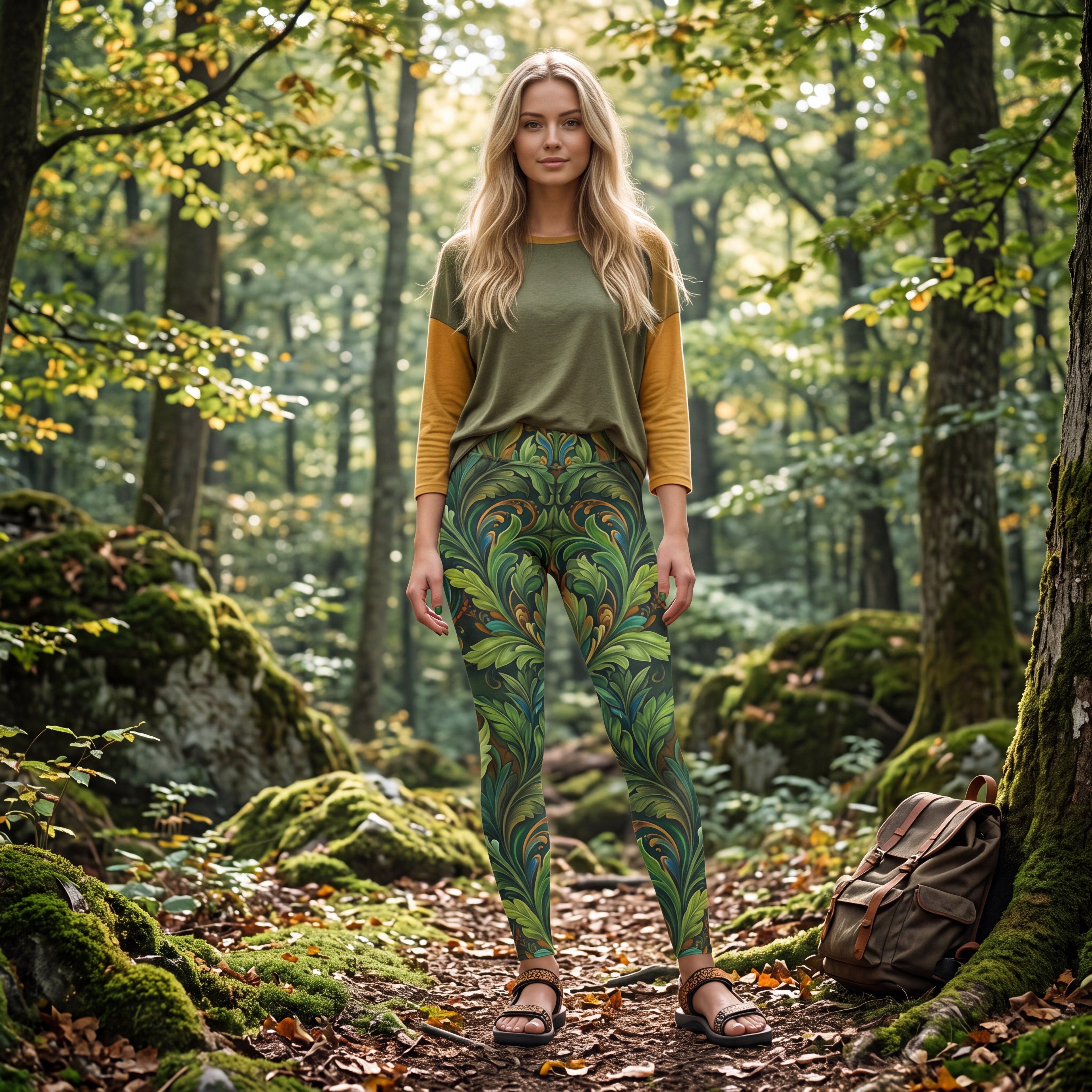 Forest Elf Yoga Leggings | Enchanted Botanical Woodland | High-Waisted Activewear