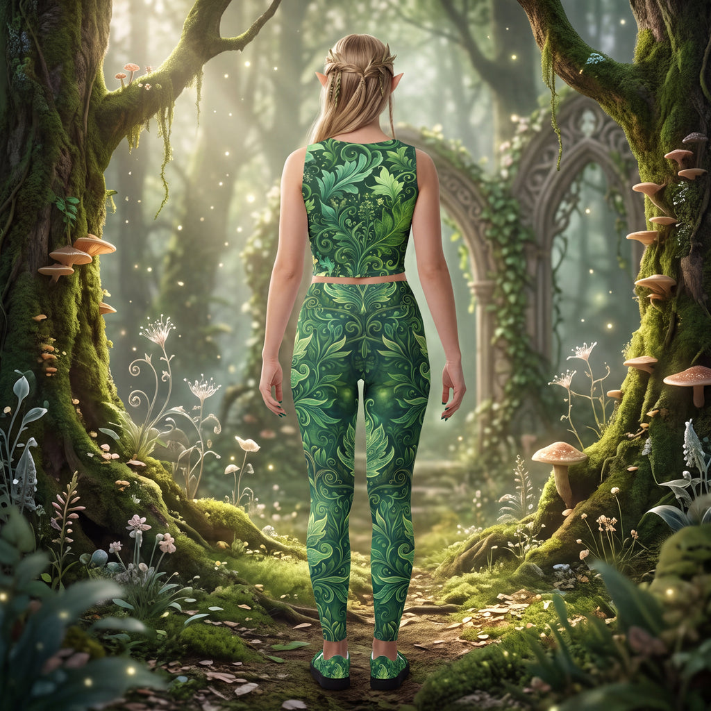 Forest Elf Crop Top | Magical Green Leaves