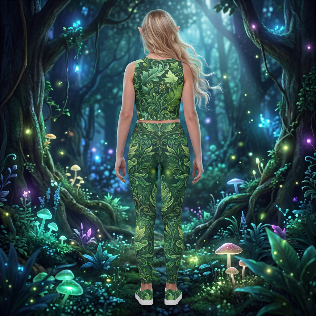 Forest Elf Crop Top | Magical Green Leaves